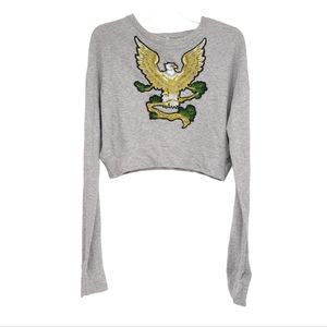 Emma & Sam Embroidery Eagle Crop Sweatshirt Size XS
